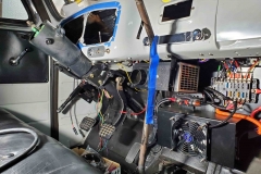 The inside of the electric truck cab.