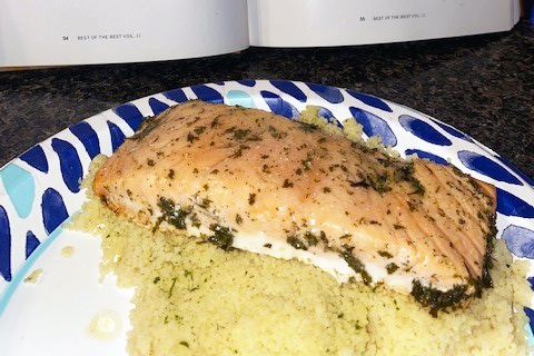 Chelsea Mahan-Icenhour made this delicious baked salmon with herb butter from the cookbook "Best of the Best."