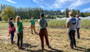 Farm Manager Ansley leads a tour of the 21 Acres Farm