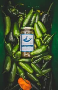 A bin full of jalapeno peppers grown at Sammamish Farms.