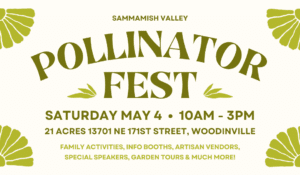 Marketing arwork for the 2024 Pollinator Fest event at 21 Acres.