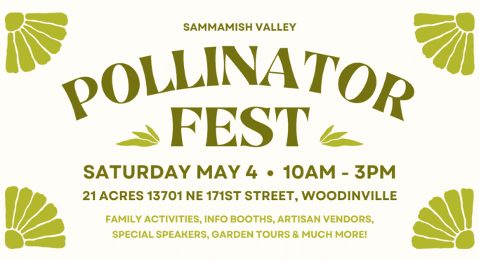 Marketing arwork for the 2024 Pollinator Fest event at 21 Acres.