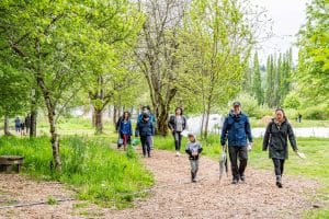 Vistors enjoying a stroll on the 21 Acres farm.